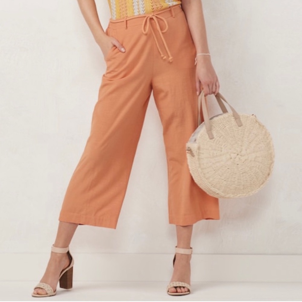 LC LAUREN CONRAD WIDE LEG BOHO CROP PANTS SIZE XS NWT